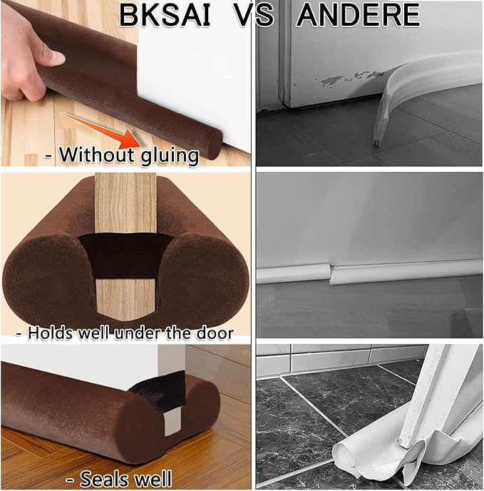 BKSAI Door Draft Stopper for Doors 31-39" No Adhesive Draft Stopper for Bottom - Image 8