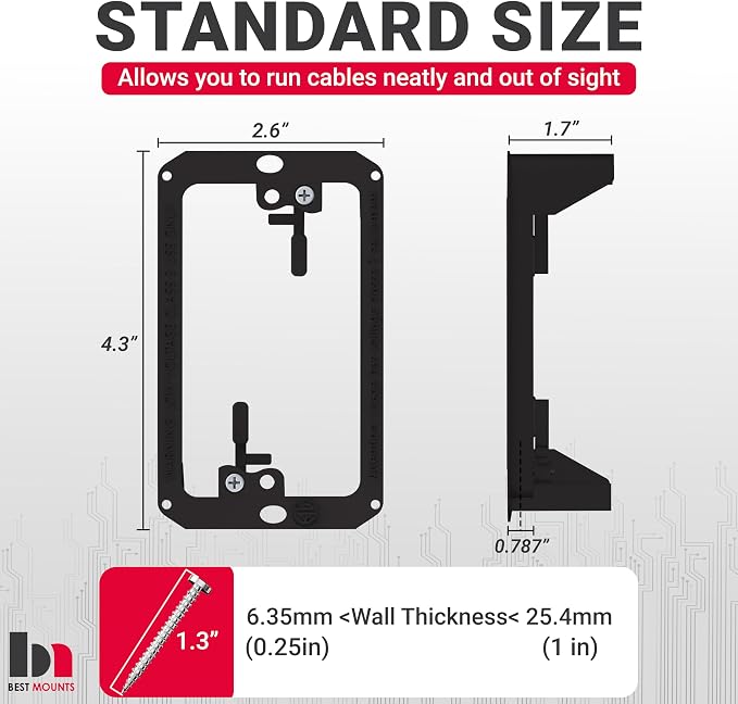 BestMounts Low Voltage Mounting Bracket 1 Gang, 10 Pack - Image 2