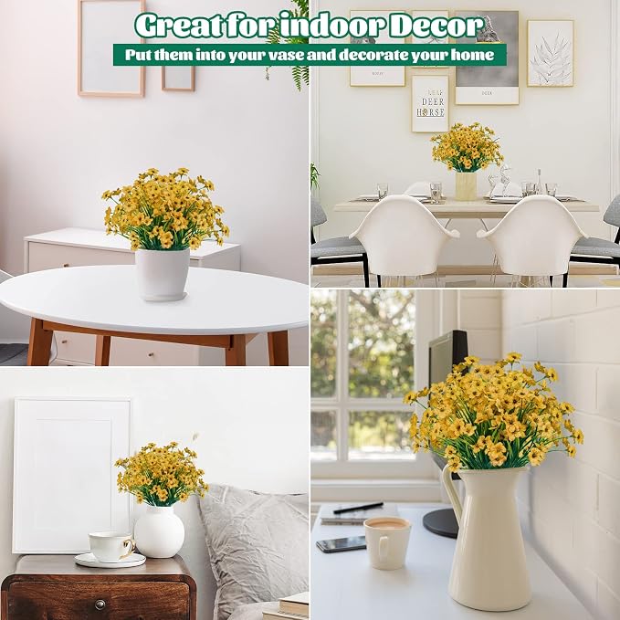 24 Pcs Artificial Flowers for Outdoor, Plastic Fake Flowers Decor, Artificial - Image 5