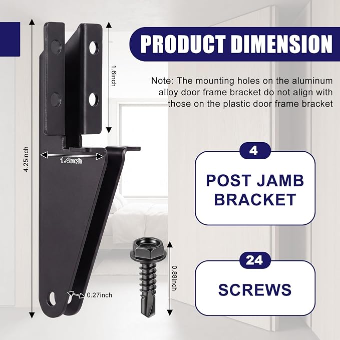 4 Pcs Aluminum Jamb Bracket Aluminum Screen Door Closer Bracket Storm Hardware - Image 2