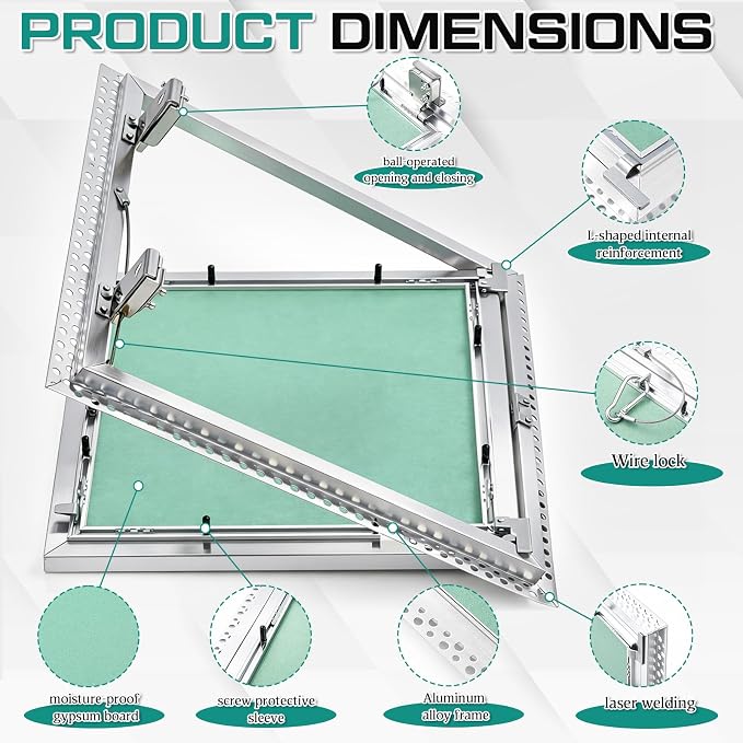 Wesiti 1 Pack 12" X 12" Aluminum Drywall Access Panel - Image 3