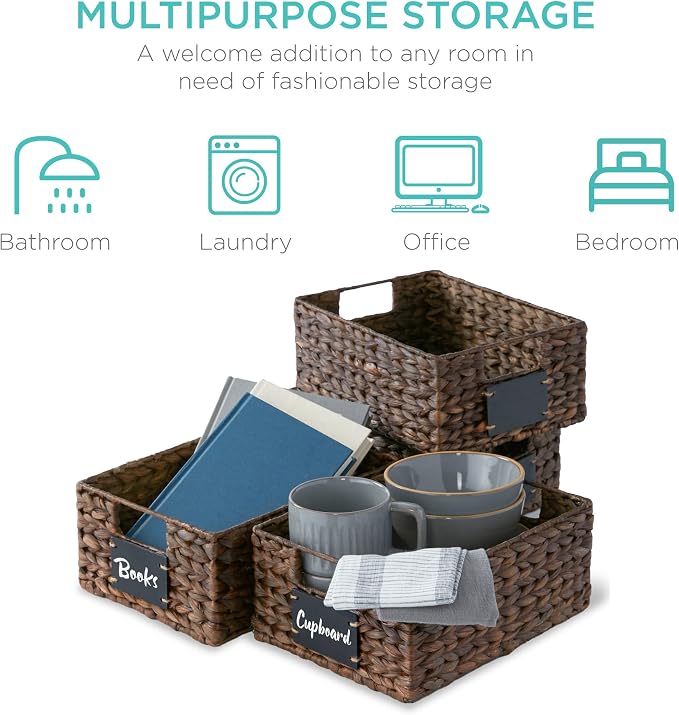 Best Choice Products Set of 4 9x12in Water Hyacinth Pantry Baskets, Woven - Image 6
