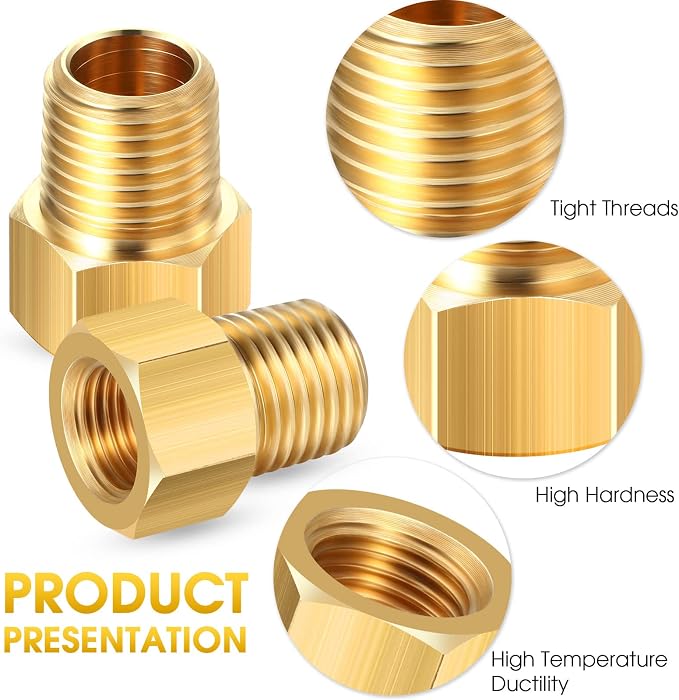 Frienda 6 Pcs 1/4 Male NPT to 1/4 Female Inverted Flare Propane Fitting | Brass - Image 3