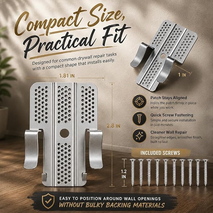 Drywall Repair Clips Kit, 1/2 Inch Sheetrock Stainless Steel Wall Patch Clips - Image 7