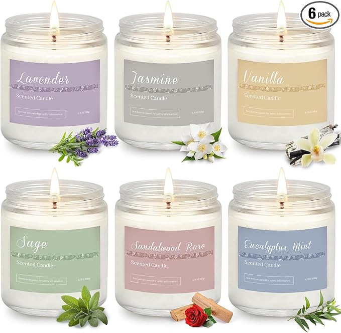 Scented Candles Gift Set for Women, Sandalwood Rose & Eucalyptus Mint. 42 oz by PELN