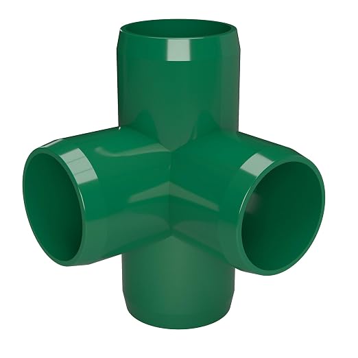 1” 4-Way Tee Furniture Grade PVC Fitting in Green, Made in USA, UV-Resistant - Image 8