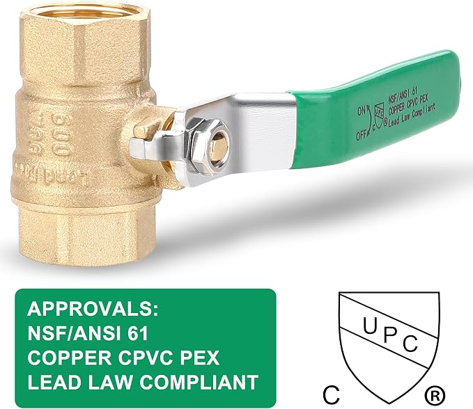 2PCS 3/4’’ NPT Ball Valve, Lead-Free Brass, Full Port Shut Off Valve - Image 2