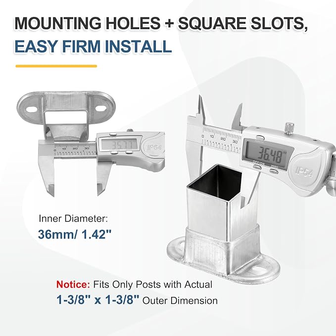 uxcell 10 Pack Square Post Flange Base, Fits 1.4x1.4 Square Tube Galvanized - Image 3