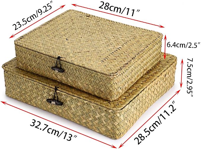 Hipiwe 2 Packs Flat Wicker Basket Box - Image 6