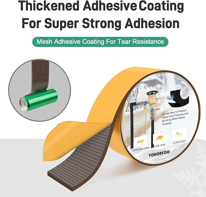 TOHONFOO Outdoor Pipe Insulation Tapes, Foam Pipe Heat Tape, insulation foam - Image 2