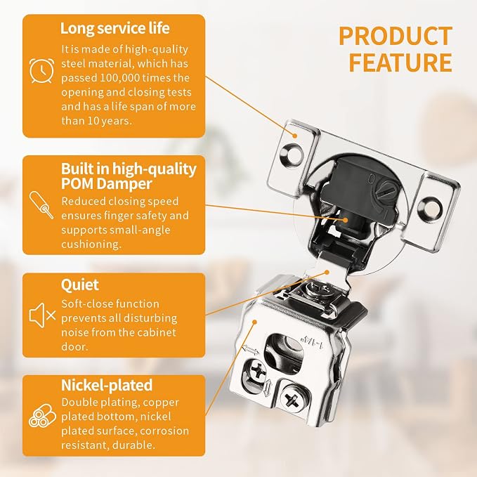 60 Pack 1-1/4" 4D Overlay Soft Close Concealed Hinges - Image 4