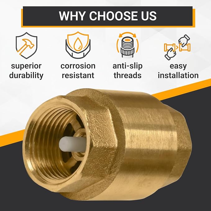 One Way Check Valve 1/2" Female Backflow Preventer, Check Valve - Image 4