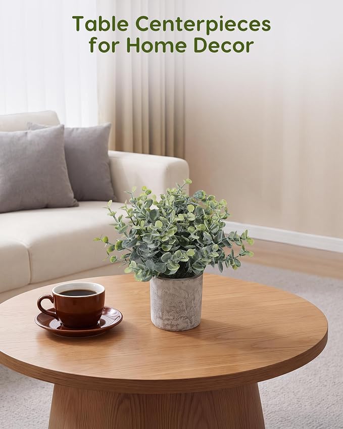 Velener 2 Pcs Small Fake Plants Eucalyptus, Artificial Plants Indoor - Image 5