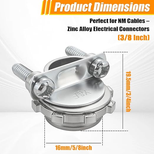 36 PCS 3/8" Cable Connectors for Romex/AC/MC/Flex, Zinc Alloy Wire Clamps | For - Image 2