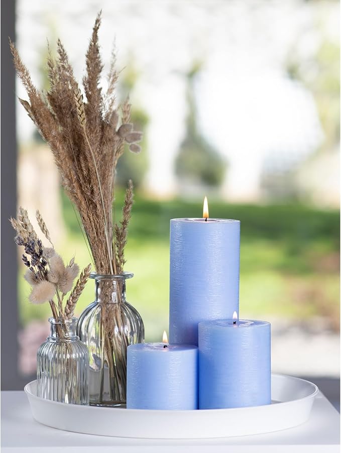 Assorted Pillar Candles Set of 3 – Sizes 3", Rustic Finish Long Burning - Image 6