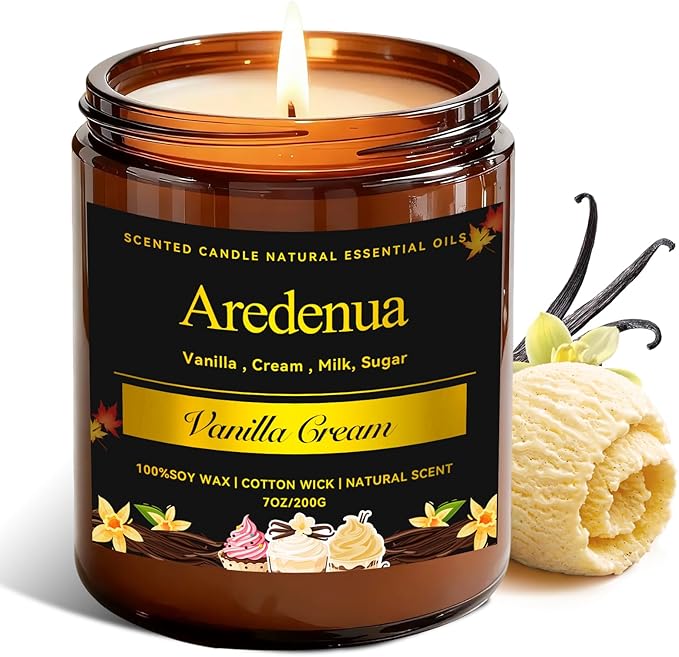 Vanilla Cream Odor Eliminating Candles, 7 oz Soy Scented Candle | Eliminates by Aredenua-StartJourneyThroughScent