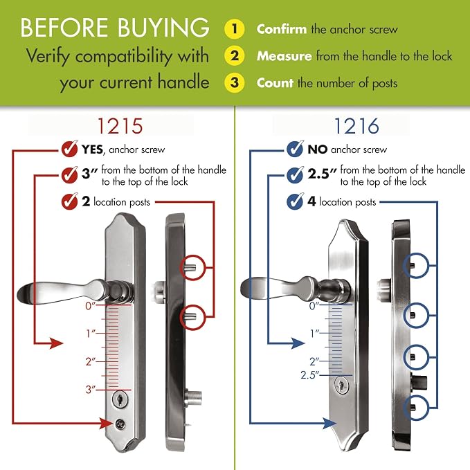 Ideal Security ML Storm Door Lever Handle, Keyed Deadbolt, 2 Posts - Image 3