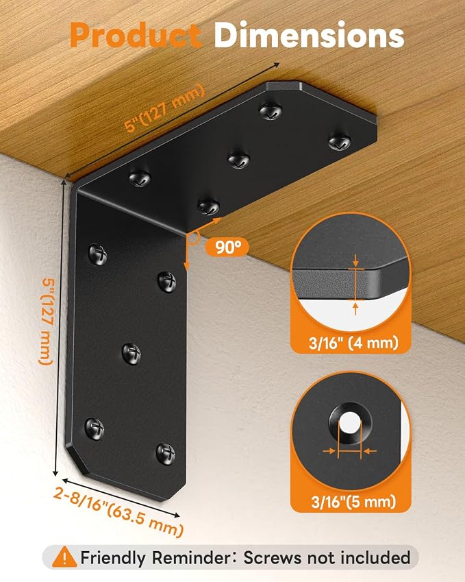 Heavy Duty 90 Degree L Brackets, Fences & Pergolas, Pre-Drilled Countersunk - Image 2