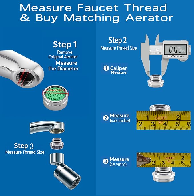 Faucet Aerator Adapter, M16.5 Male to 55/64" Male Adapter | Chrome Brass Faucet - Image 3
