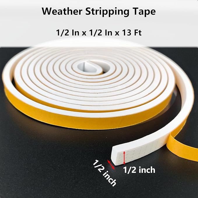 Topiverse Weather Stripping, Door Seal Strip, 1/2 in x 1/2 in x 13 Ft | Strong - Image 2