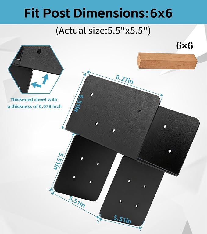 4 Pack 6x6 Heavy-Duty Post Bracket - Image 2