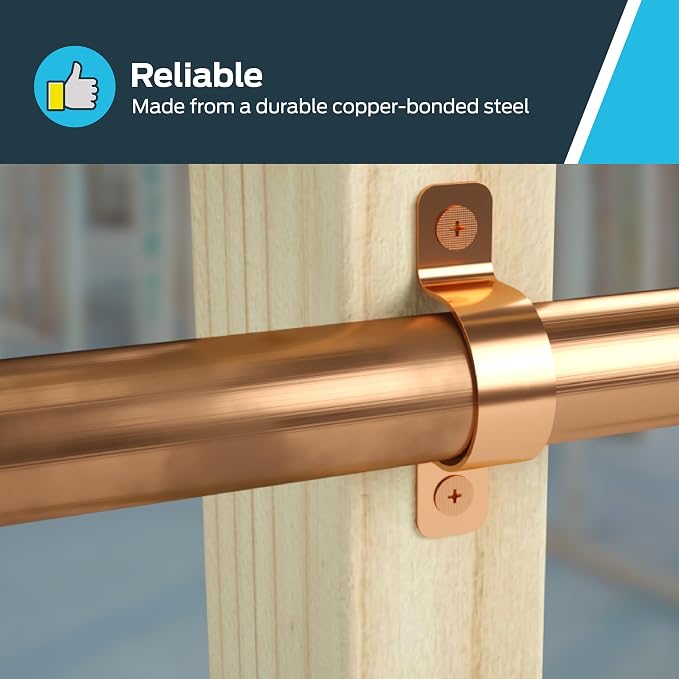 HoldRite 1 Inch Copper 2-Hole Strap, 5 Pack, Pipe Support - Image 5