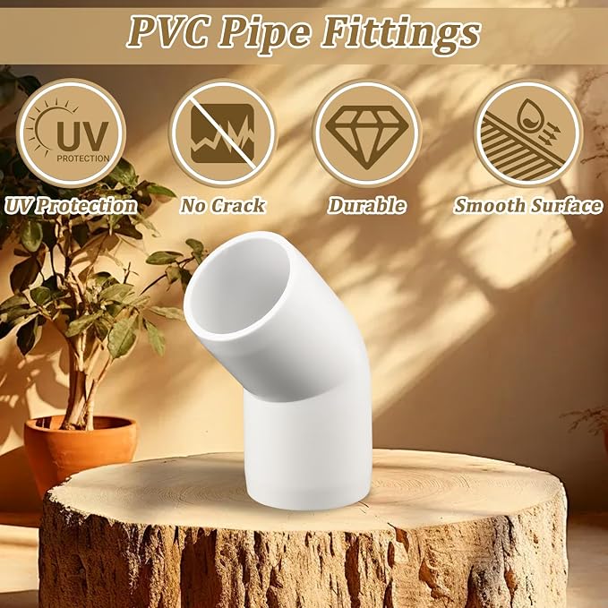 12-Pack 1" PVC Fittings 45 Degree Elbow, Furniture Grade 1 Inch PVC Pipe - Image 5