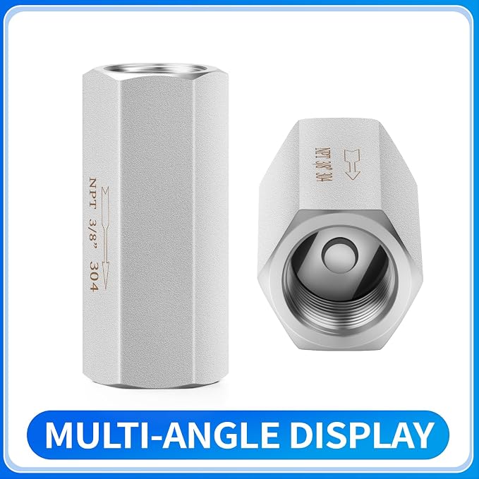 ChillWaves 304 Stainless Steel In-Line Siamese Check Valve 3/8" NPT Female - Image 3