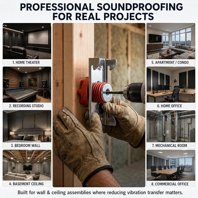 10-Pack Sound Isolation Clips for Drywall, Fits 7/8-Inch Hat Channel | Drywall - Image 8