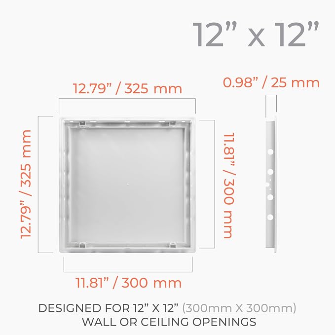 12x12 Inch White Access Panel for Drywall – ABS Plastic Square Wall, Ceiling - Image 2