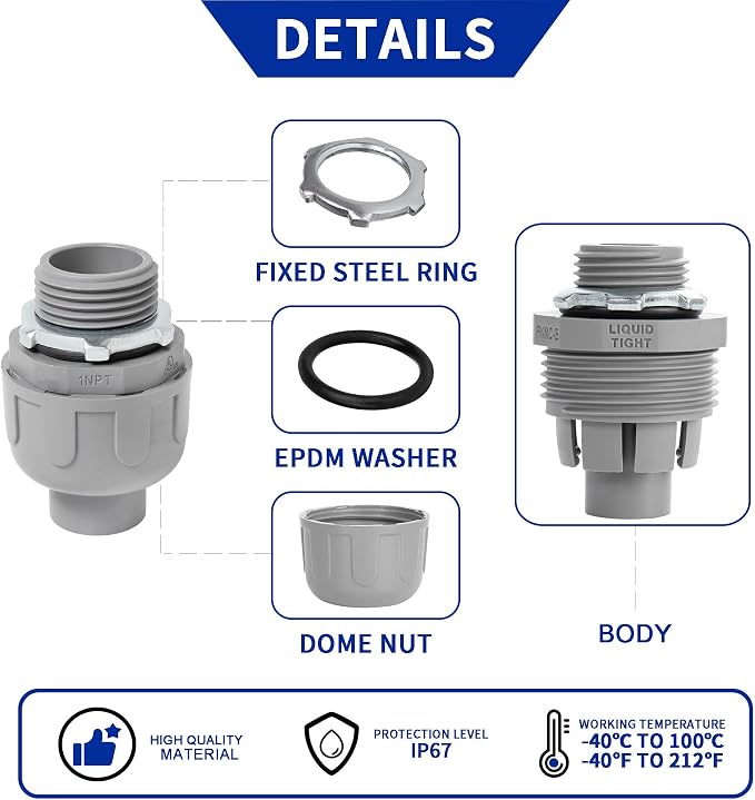 Yariwiz 1 inch Plastic Liquid Tight Conduit Coupling - Image 3