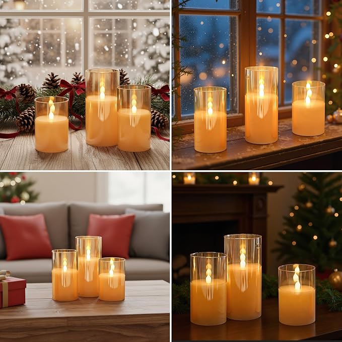 GenSwin Glass Flameless Led Candles Battery Operated - Image 3
