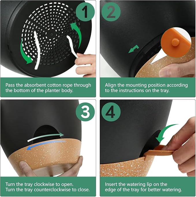 Self Watering Planter Pots for Plants, Drainage holes and saucers, - Image 7
