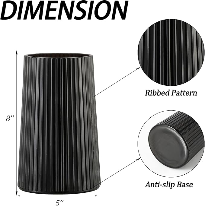 Black Glass Vase for Flower, Flower Vase for Bouquet, Modern Glass Vases - Image 7