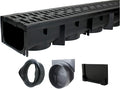 URA WATER - Model UA-100 - Drainage Trench Set - Channel Drain - Black Plastic by URAWATER
