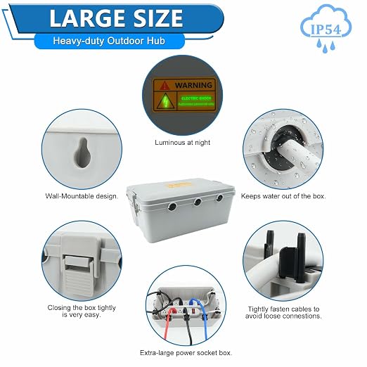 NineLeaf Large Outdoor Waterproof Electrical Grey Box IP54 - Image 6