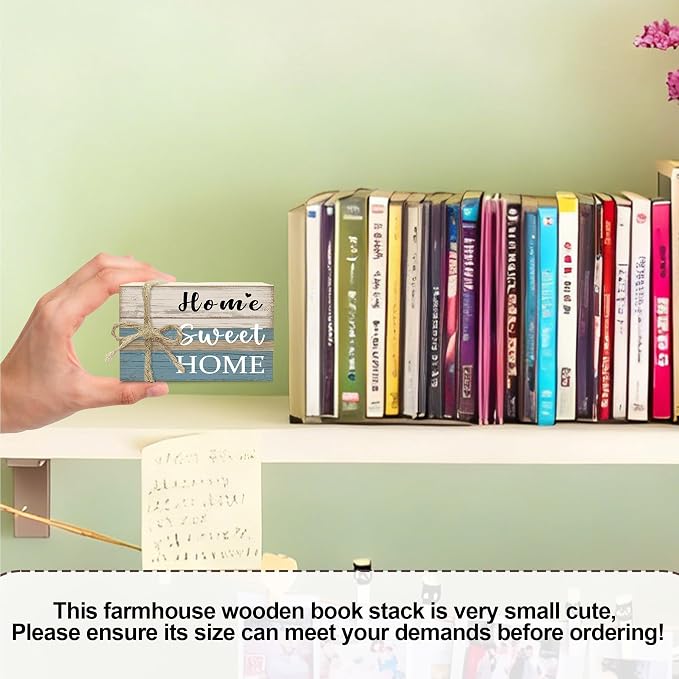 Mini Decorative Books For Home Decor, Small Wood Book Stack For Table Decor - Image 2