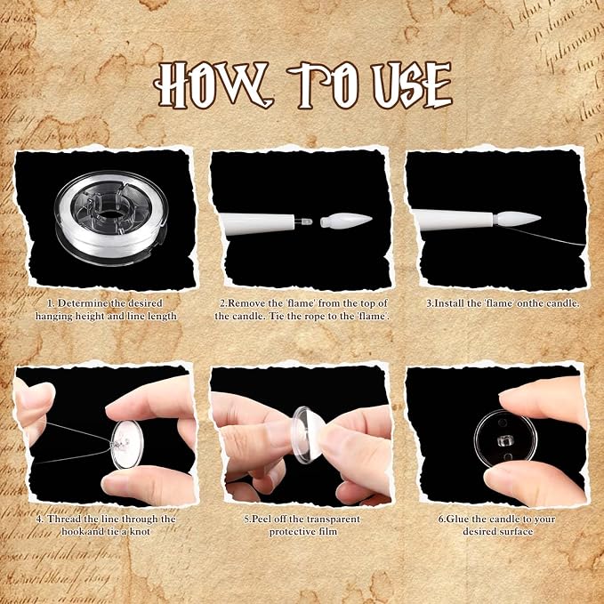36 Pcs Halloween LED Magic Hanging Floating Candles, Taper Flickering Flameless - Image 4