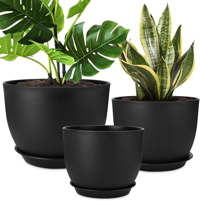 YNNICO Plant Pots 12/10/9 inch Set of 3, Flower Pots by AFamilyofGardenLovers