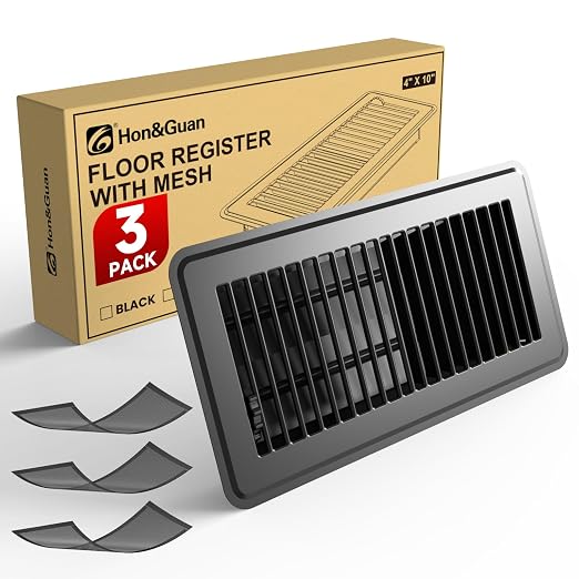 Hon&Guan Floor Register 4 x10 Inch, Heavy Duty Walkable Floor Vent Easy Adjust by HonGuan