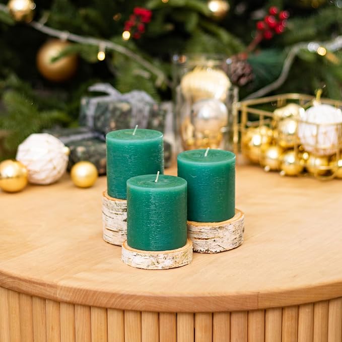 3x3 Inch Green Pillar Candles Set of 3 - Image 5