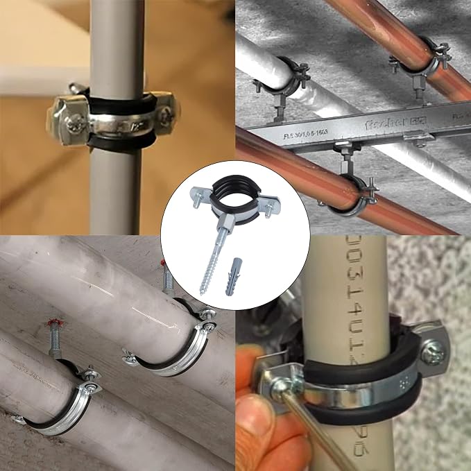 6 PCS Split Ring Pipe Hanger, Heavy Duty Adjustable Pipe Bracket Clamp - Image 6