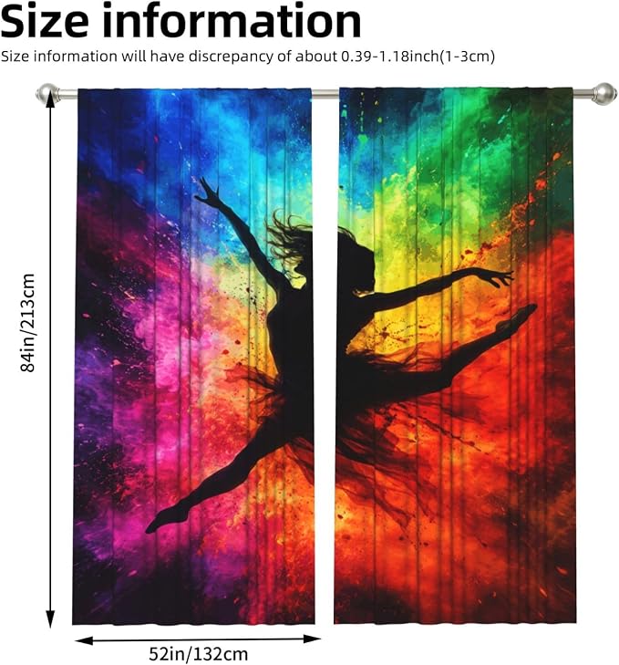 Rainbow Energy Art Window Curtains 2 Panels Set, 52 X 84 Inch Polyester Drapes - Image 3