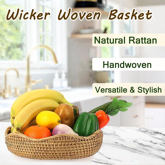 Hipiwe 10" Round Wicker Basket Key Bowl - Image 2