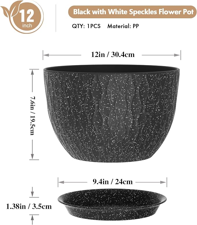 WSMKSZ 12 Inch Wide Water Ripples Flower Pots - Image 2