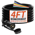 PlugSaf 4FT 7 Way Trailer Plug Heavy Duty 7 Pin Trailer Wiring Harness Cord | 7 by PlugSaf