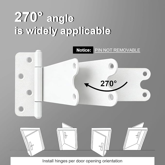 2 Pack 6" Door Hinges, 280 Lbs Capacity Heavy Duty Gate Hinges | Matte white - Image 5