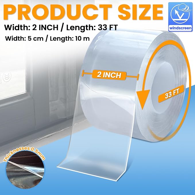 Window Weather Sealing Tape 2 in x 33 FT Window AC Insulation Sealing Tape | No - Image 2