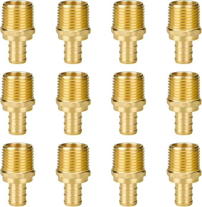 12-Pack 1/2" NPT to 1/2" PEX Male Adapter | Brass by SUNGATOR
