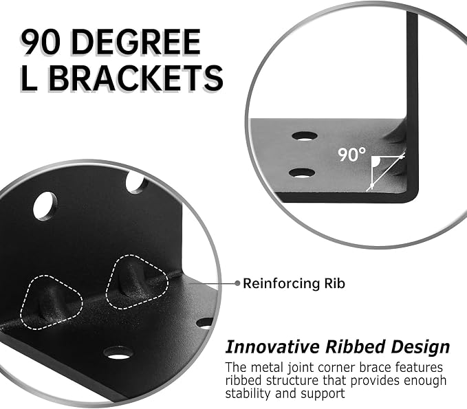 8 PCS Heavy Duty Steel Corner Brackets, DIY L Shelf Brackets, Metal Joint - Image 3